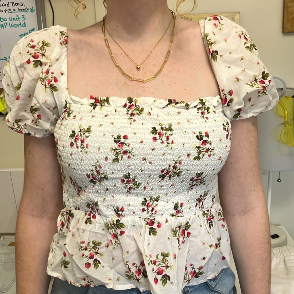 JCrew Floral Formal off the shoulder top